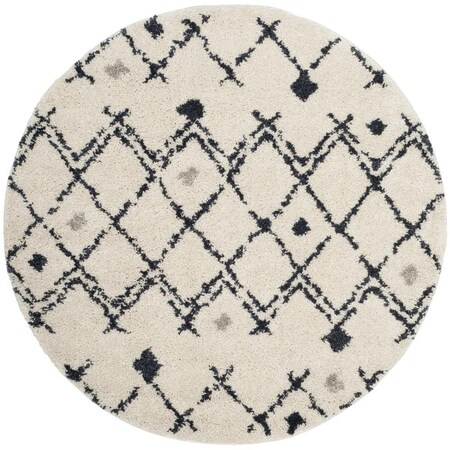 Safavieh Berber Shag Round Area Rug, Cream and Navy - 5 ft.-1 in. x 5 ft.-1 in. BER164D-5R